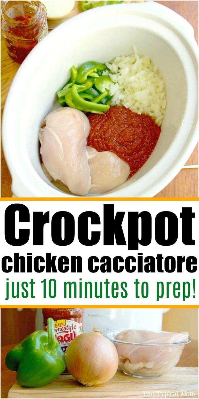 Easy Crockpot Chicken Cacciatore with Jar Sauce