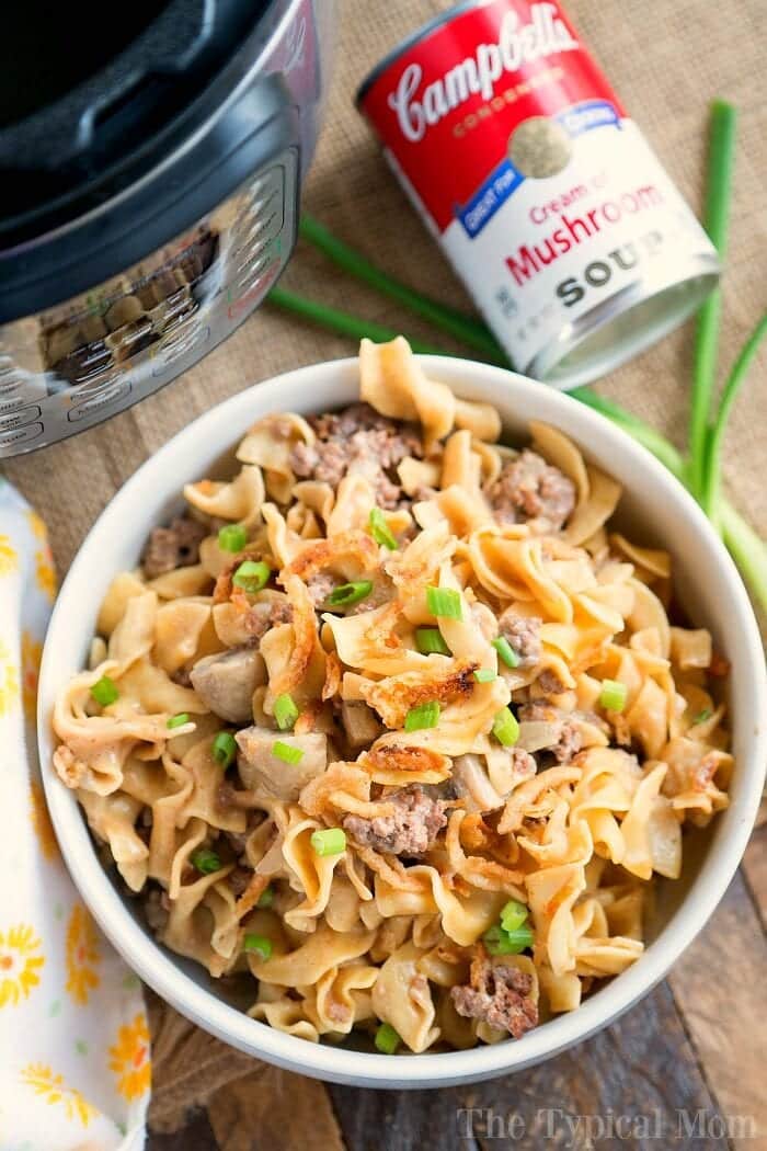 Ground Beef Instant Pot Pressure Cooker Stroganoff Casserole