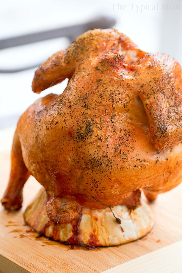 Beer can chicken in an electric smoker