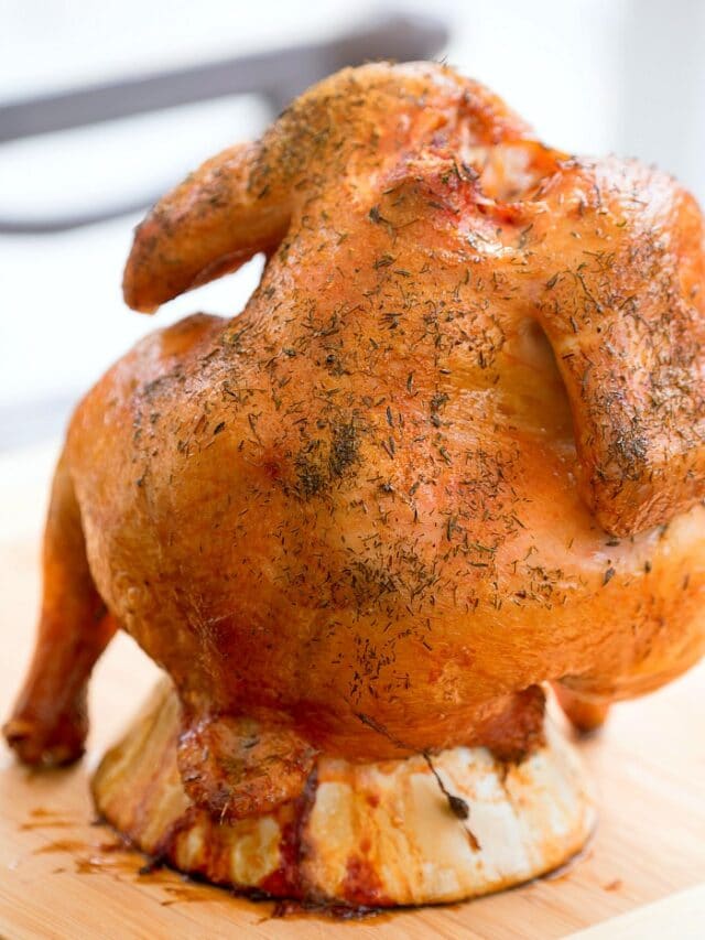 Beer Can Chicken on Smoker · The Typical Mom