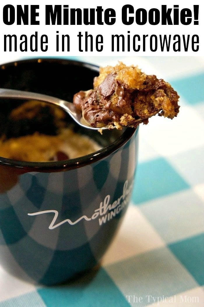 microwave chocolate chip cookie in a mug