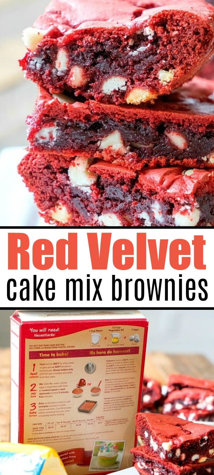 Fudgy 3 Ingredient Red Velvet Brownies from Cake Mix