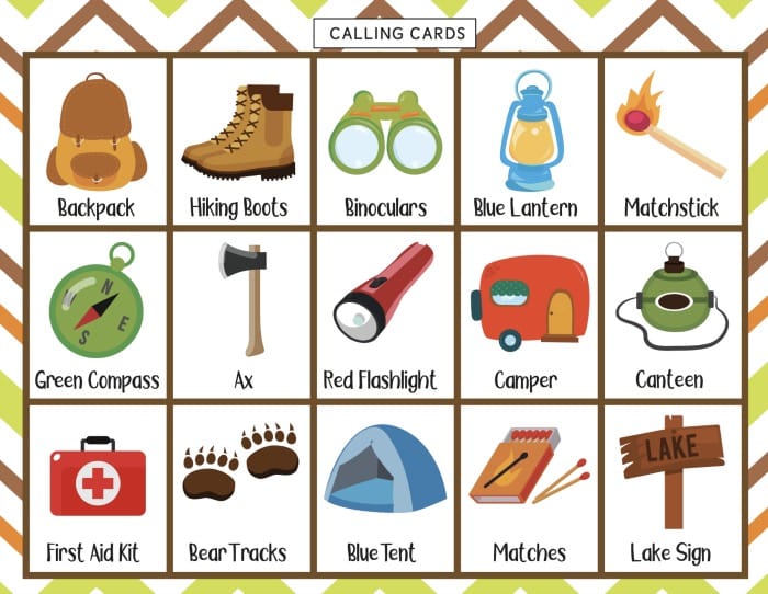 Camping Bingo Game Printable