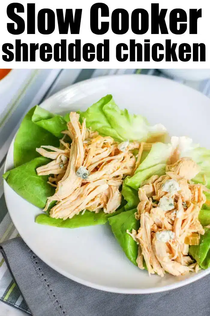 Crockpot Buffalo Chicken Sliders - Slow Cooker Lettuce Wraps