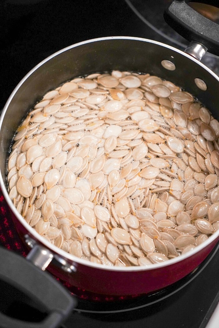 boiling pumpkin seeds