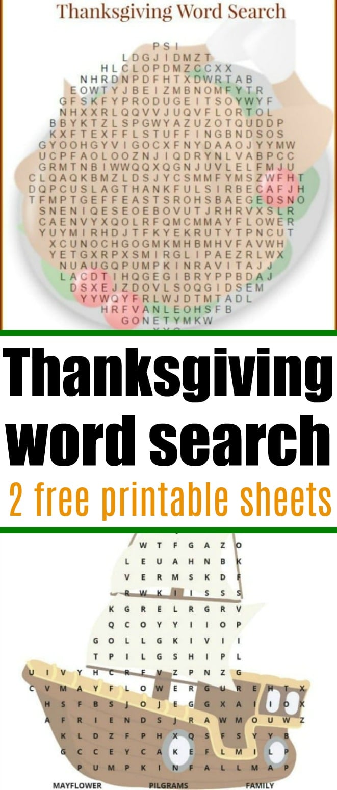 Thanksgiving Word Search (Free Printables for Kids PDF)