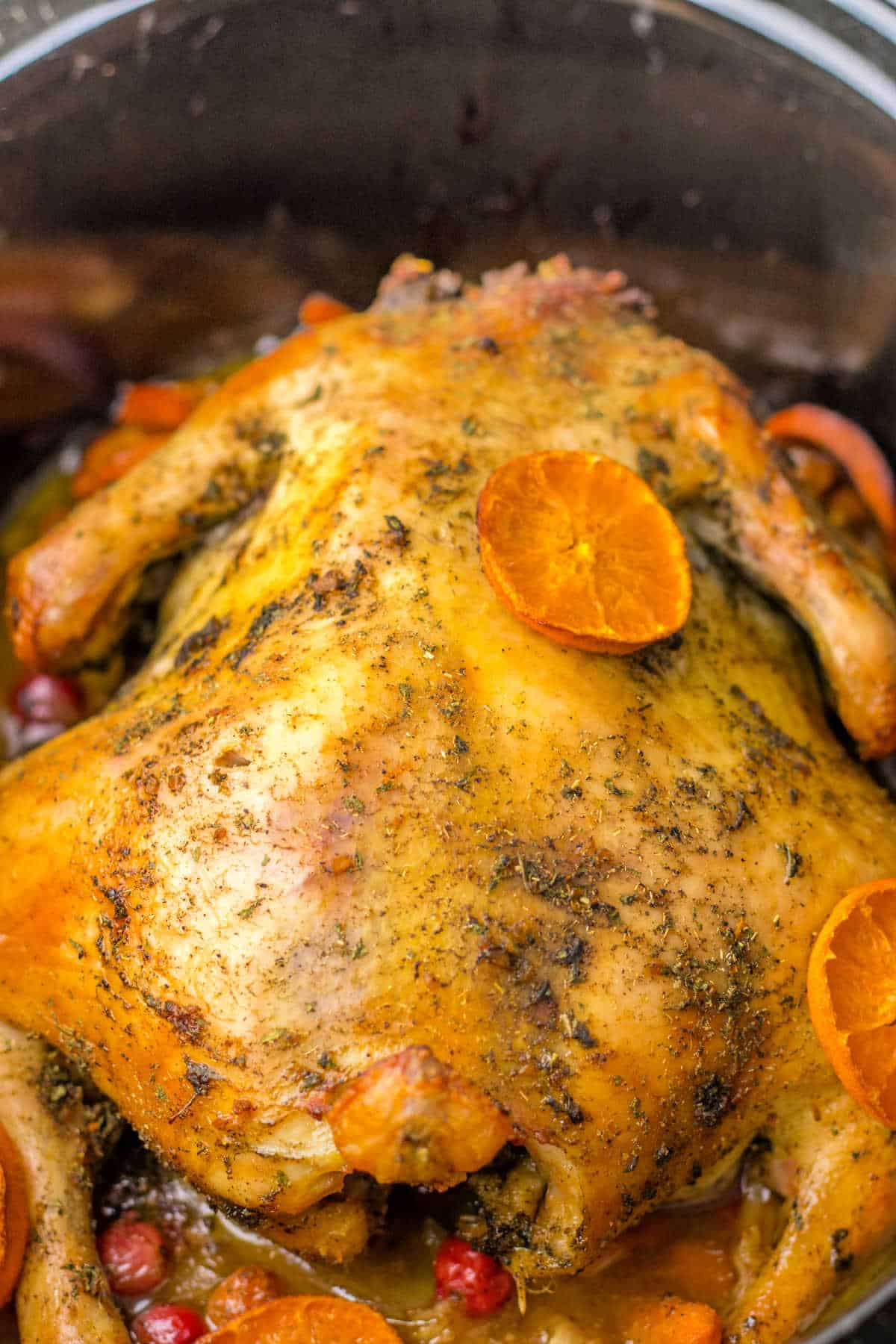 Whole Chicken in Crockpot Slow Cooker with Potatoes and Carrots