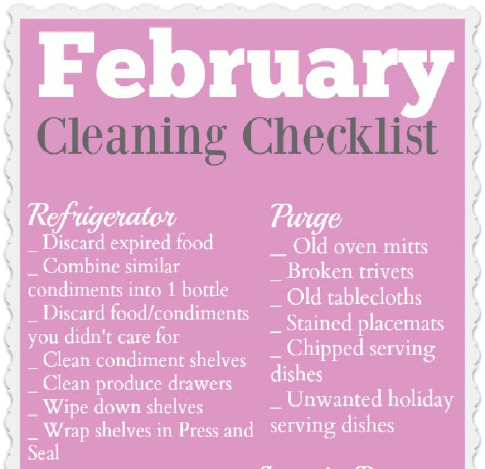 Free Printable February Cleaning Checklist PDF