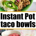 Enjoy a flavorful bowl of rice topped with savory taco meat and fresh veggies. Discover the recipe below for these easy Instant Pot taco bowls.