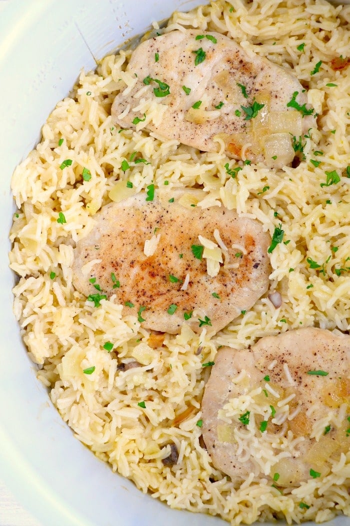 Pressure cooker pork chops and rice hot sale