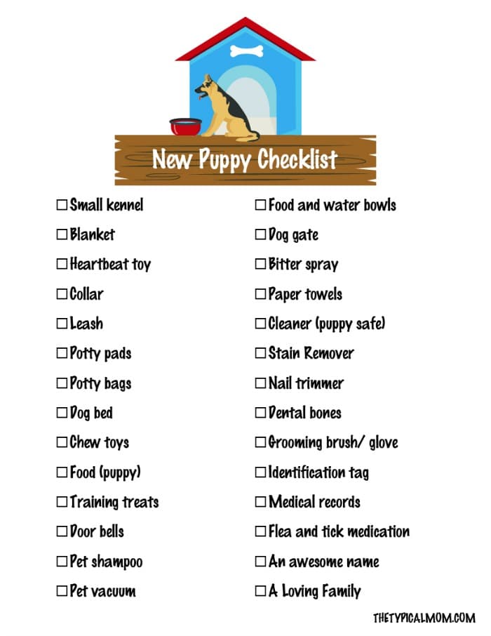 new puppy checklist calendar