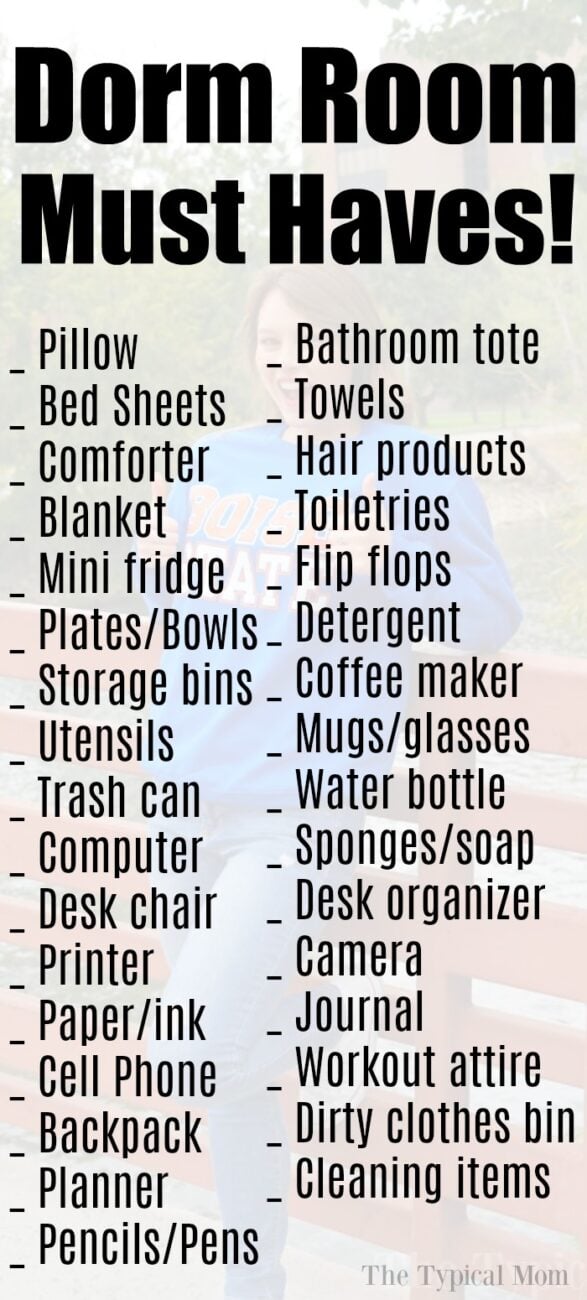 moving into dorm room checklist