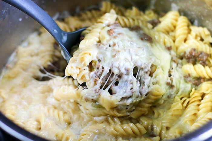 Instant Pot Philly Cheesesteak Pasta - Chase Laughter