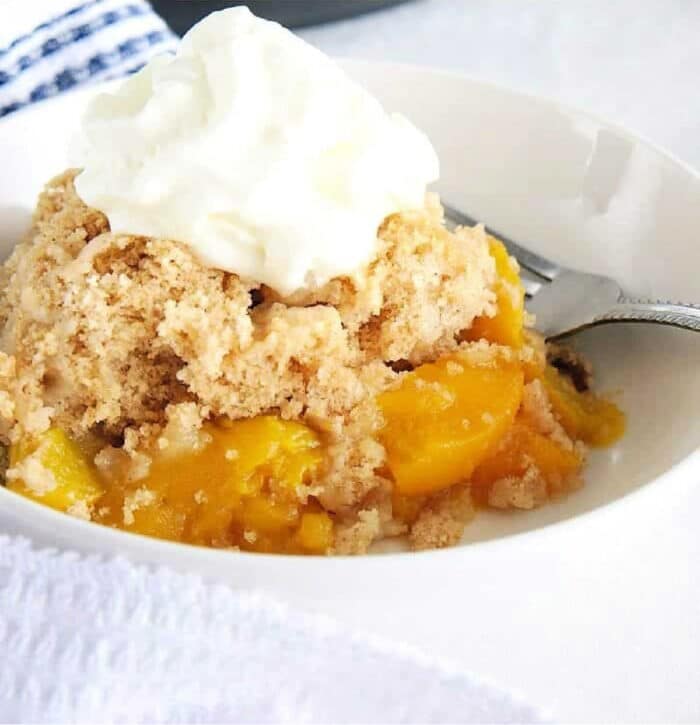 Instant Pot Peach Cobbler with Canned Peaches Pot in Pot