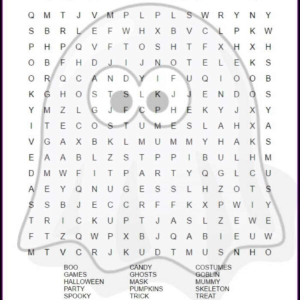 Free halloween word search printable