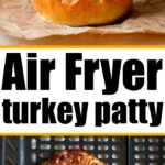 Enjoy a delicious frozen turkey burger in the air fryer, perfectly cooked to perfection. Served with crisp lettuce and juicy tomato on a bun, this air-fried delight is sure to satisfy your cravings. Find the turkey patty resting perfectly in the basket below.