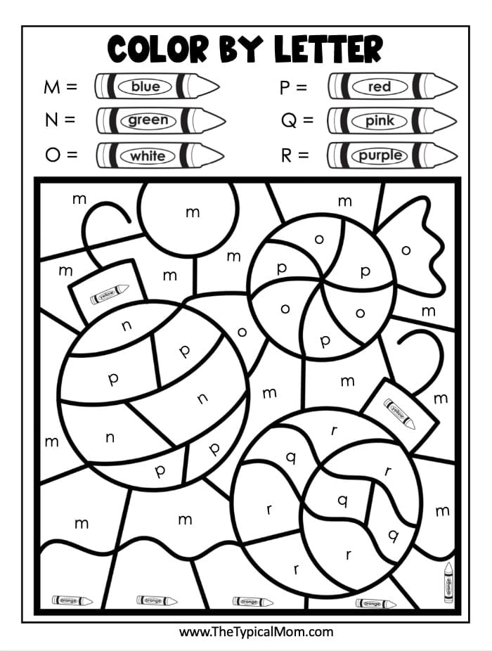 Color by Capital Letter Christmas Preschool Worksheets