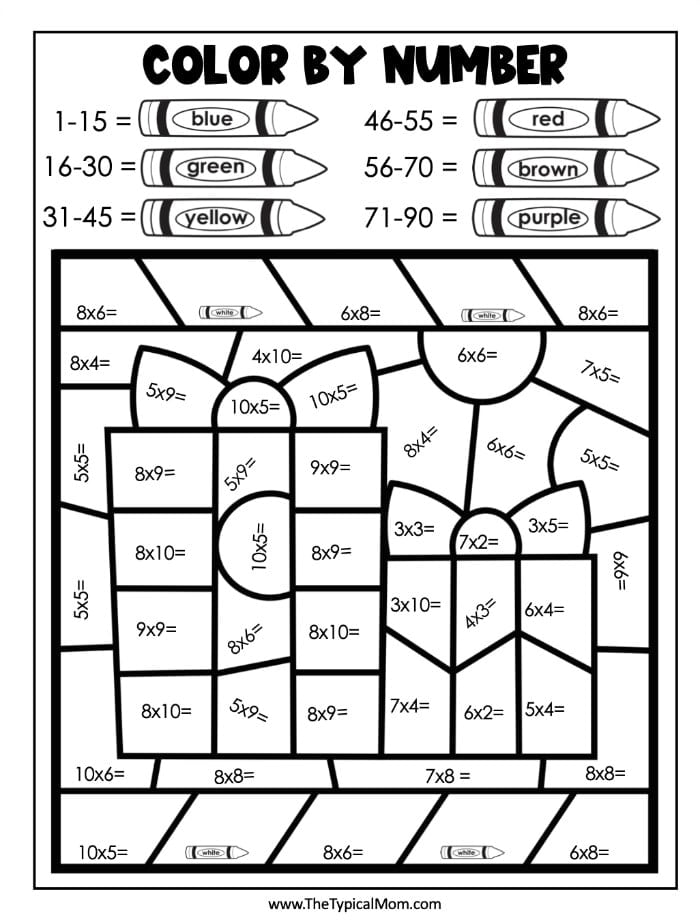 Christmas Color by Number Printable Worksheets