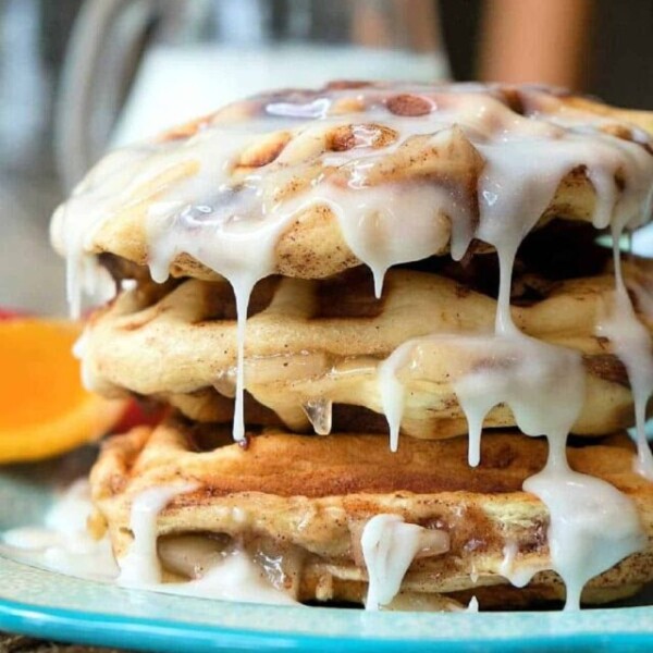 Cinnamon Roll stuffed Waffles