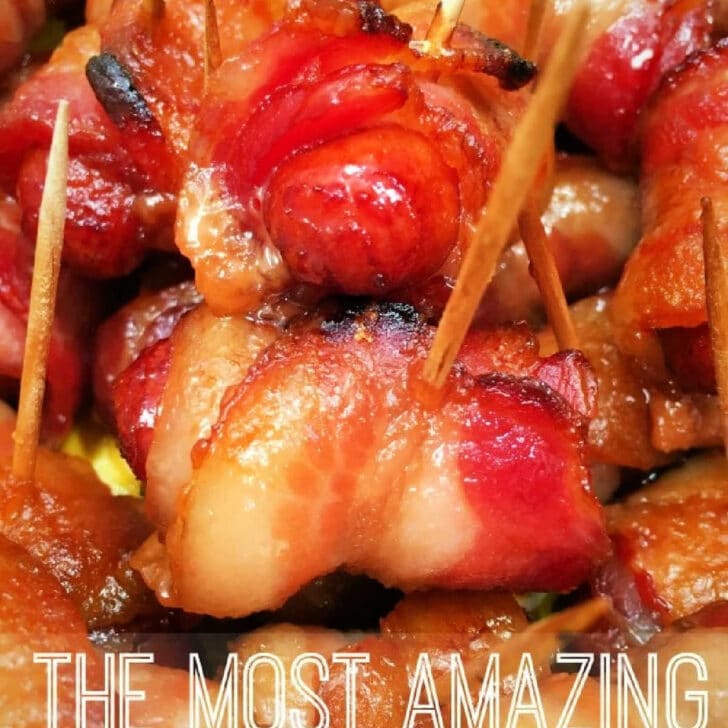 Bacon Wrapped Hot Dogs with Brown Sugar Cocktail Wieners