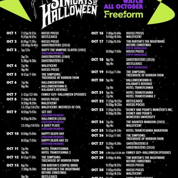 2022 Freeform Halloween movies