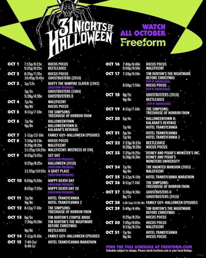 2022 Freeform Halloween Schedule - Free TV Shows and Movies!