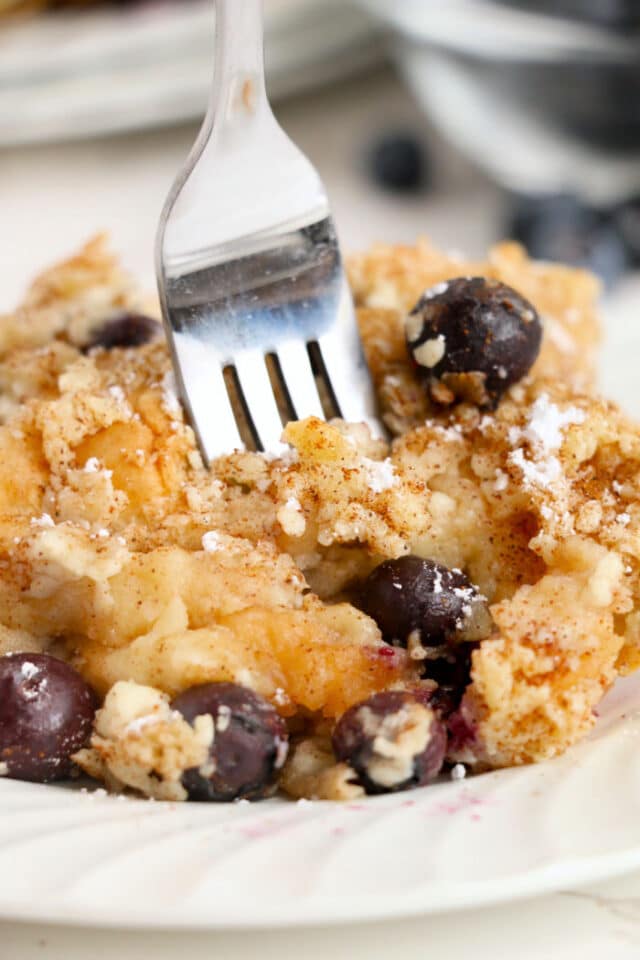 Homemade Blueberry Bread Pudding with Fresh Fruit and Cream Cheese