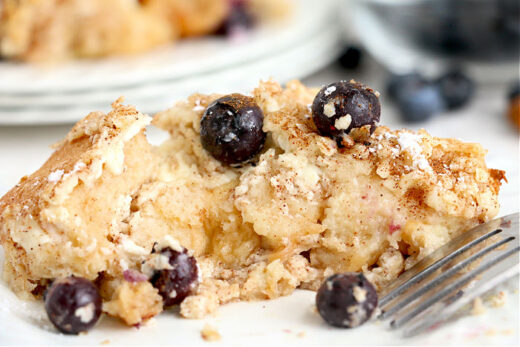 Blueberry Bread Pudding with Cream Cheese and Fresh Fruit