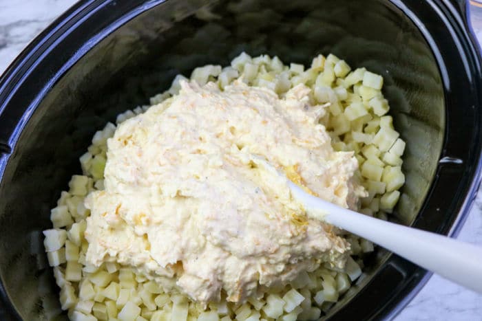 Slow Cooker Cheesy Hashbrown Potatoes Crockpot Recipe