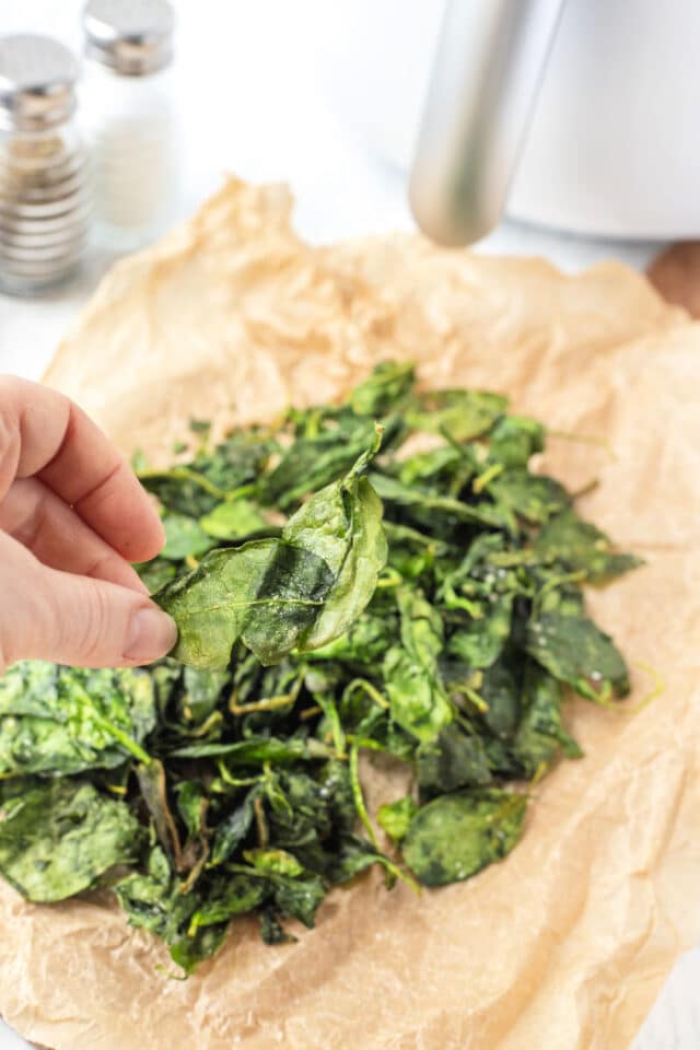 Buttered or Air Fryer Spinach Chips Ninja Foodi Spinach
