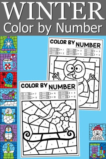 9 Winter Color by Number Pages - Snowman Color by Number