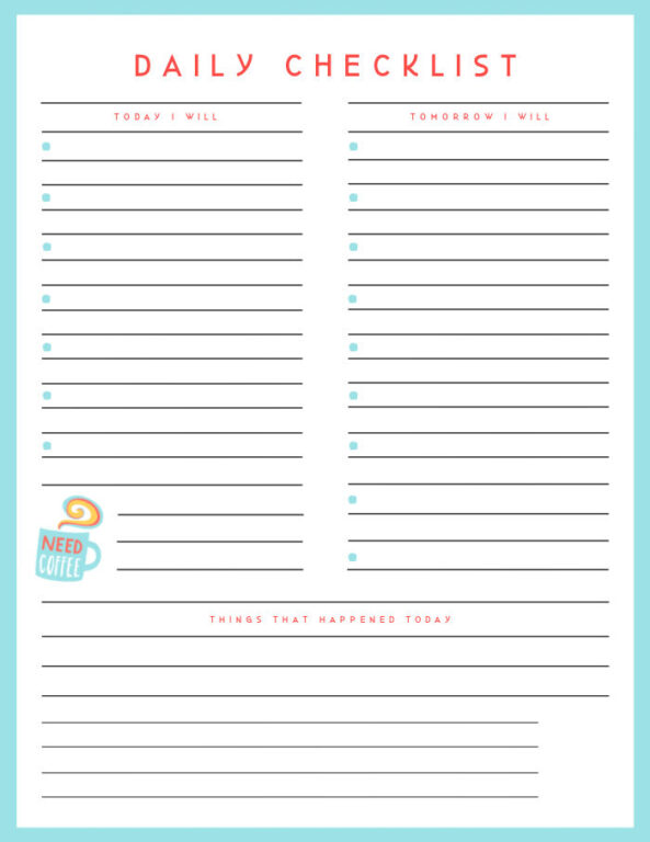Free Caregiver Daily Checklist - Printable Caregiver Daily Checklist Template 593x768 