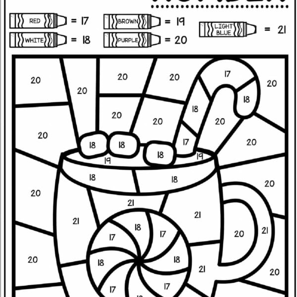 winter color by number page