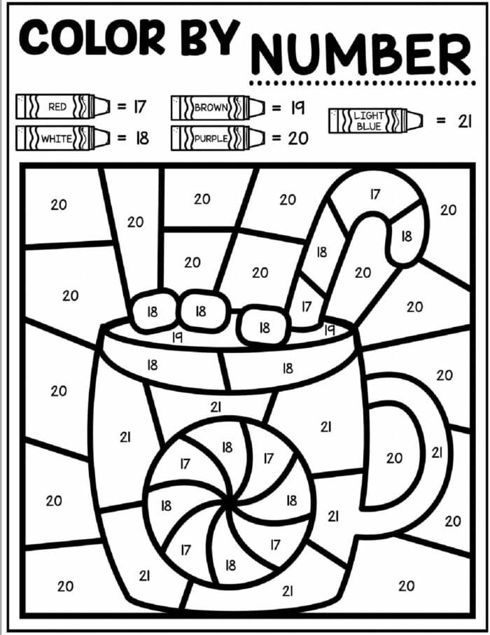 winter color by number page