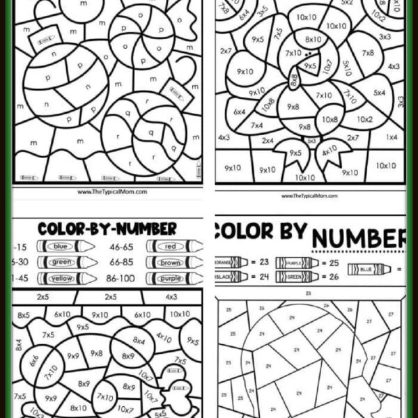 Discover four delightful coloring pages with letter and number codes for bringing shapes to life. Enjoy Christmas themes and solve math problems in this engaging Color by Number Free Printables collection.