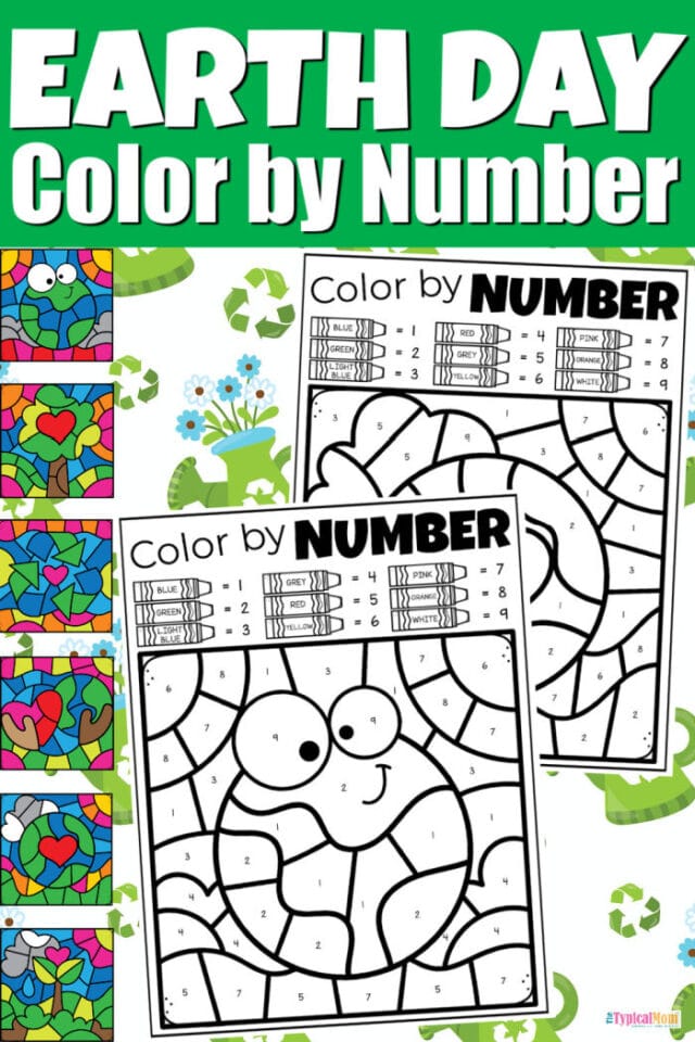 Free Earth Day Coloring Pages - Recycling Earth Color By Number Pages