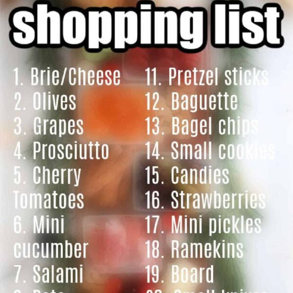 printable Charcuterie board shopping list PDF