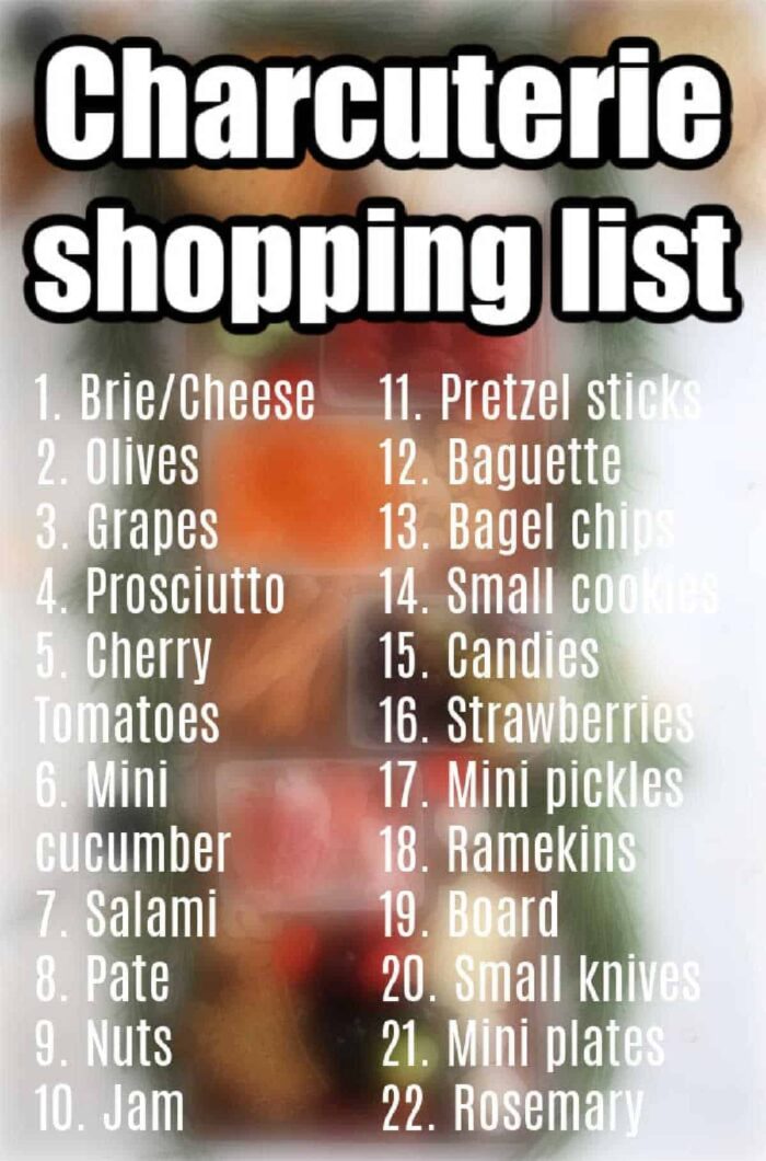 printable Charcuterie board shopping list PDF