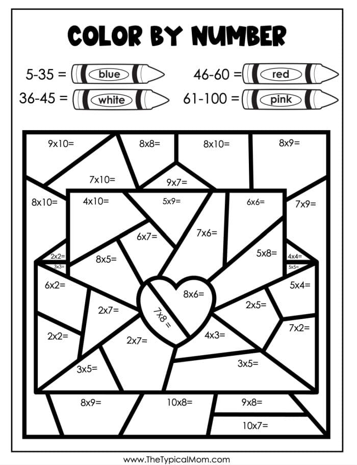 Color by Number Free Printables · The Typical Mom