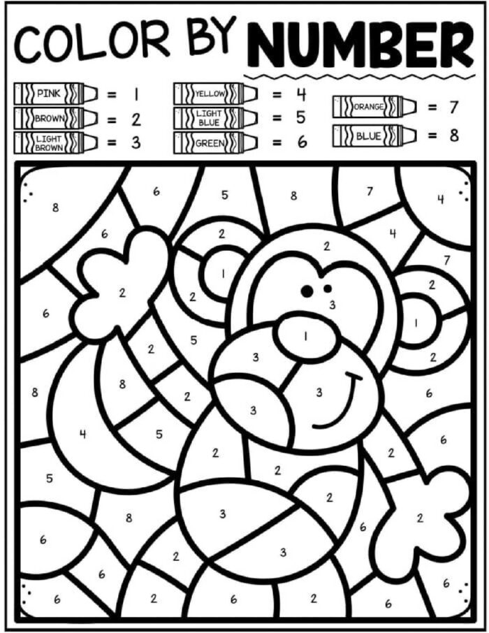 Free Color by Number Animals Printables