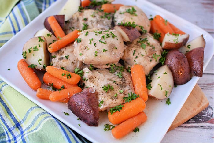 chicken thighs and vegetables