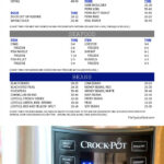 Infographic detailing Crock Pot Express cook times for meats and beans, with specific instructions for frozen and thawed items. At the bottom, a Crock-Pot control panel features prominently, complete with buttons and a digital display.