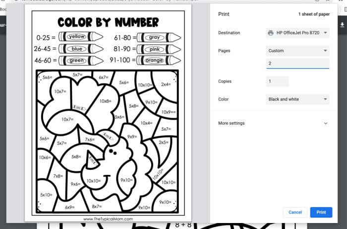 Color by Number Free Printables · The Typical Mom