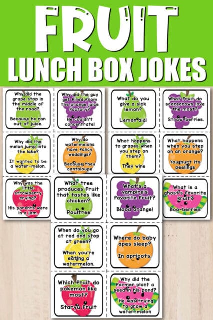 Free Printable Lunch Box Jokes for Kids - 4 Different Sets