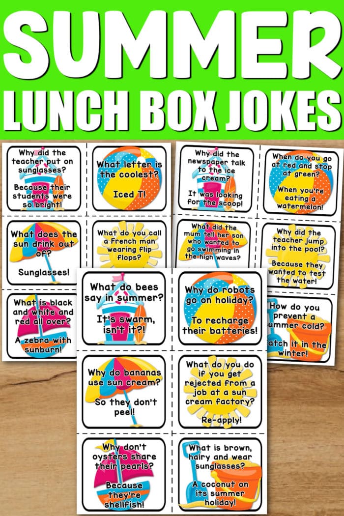 Free Printable Lunch Box Jokes for Kids - 4 Different Sets