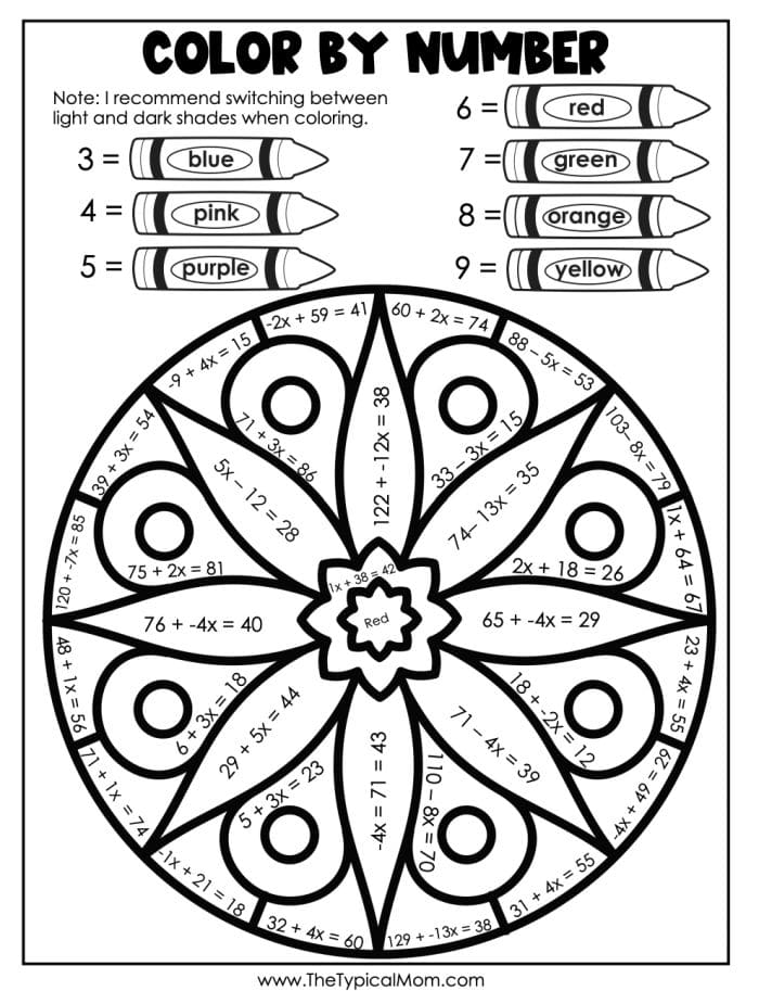 Color by Number Printable for Adults