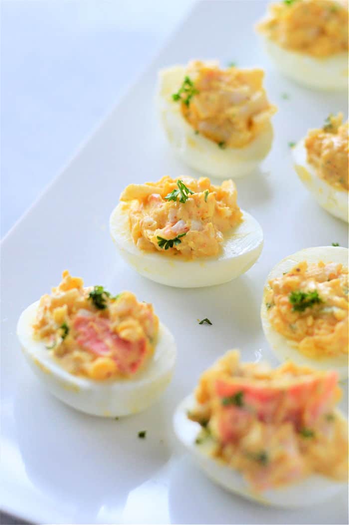 crab stuffed eggs