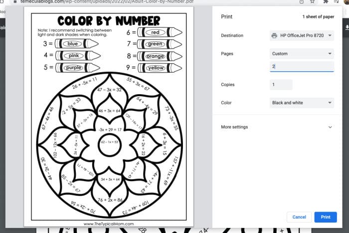 difficult color by number printables