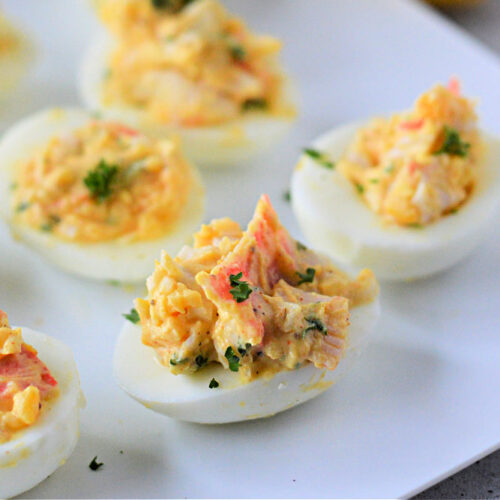 Fresh or Imitation Crab Deviled Eggs - Deviled Eggs Crab Meat