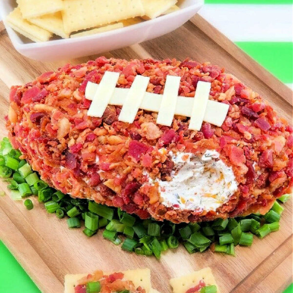 Football Shaped Cheese Ball with Cream Cheese